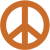 A peace sign is shown in an orange color.